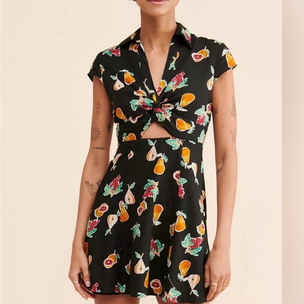 Urban Outfitters Yellow and Orange Mini Sundress with Notched Collar